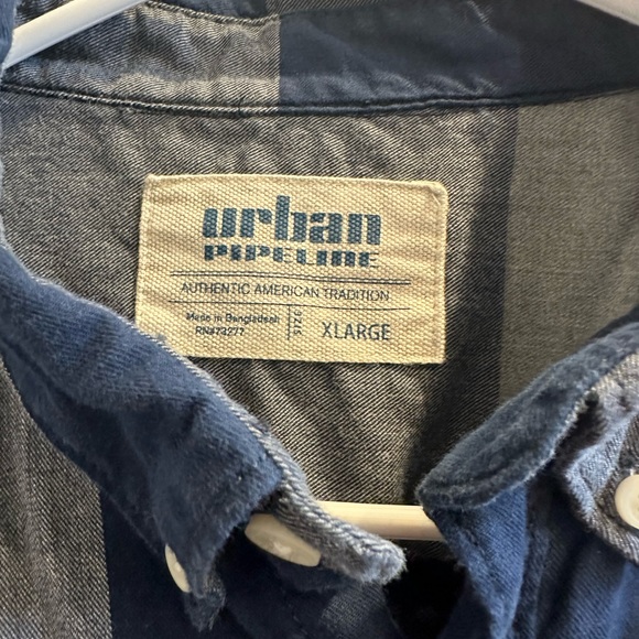 Urban Pipeline Gingham Flannel Button Up Shirt Mens Size XL Blue Gray - Picture 2 of 2